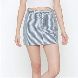 PacSun 99% Cotton Blue/White Striped Lace Up Denim Skirt